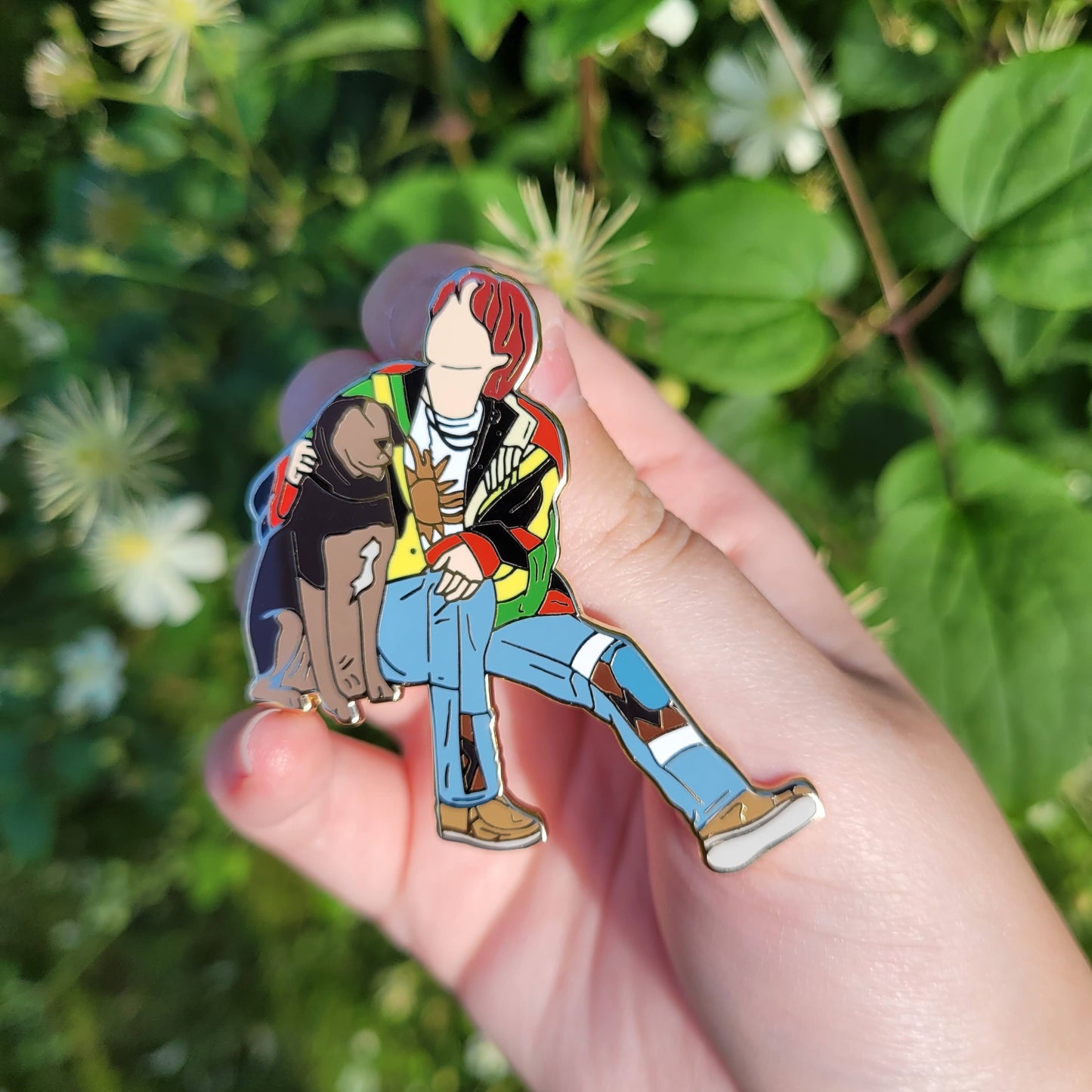 Suga with dog Enamel pin