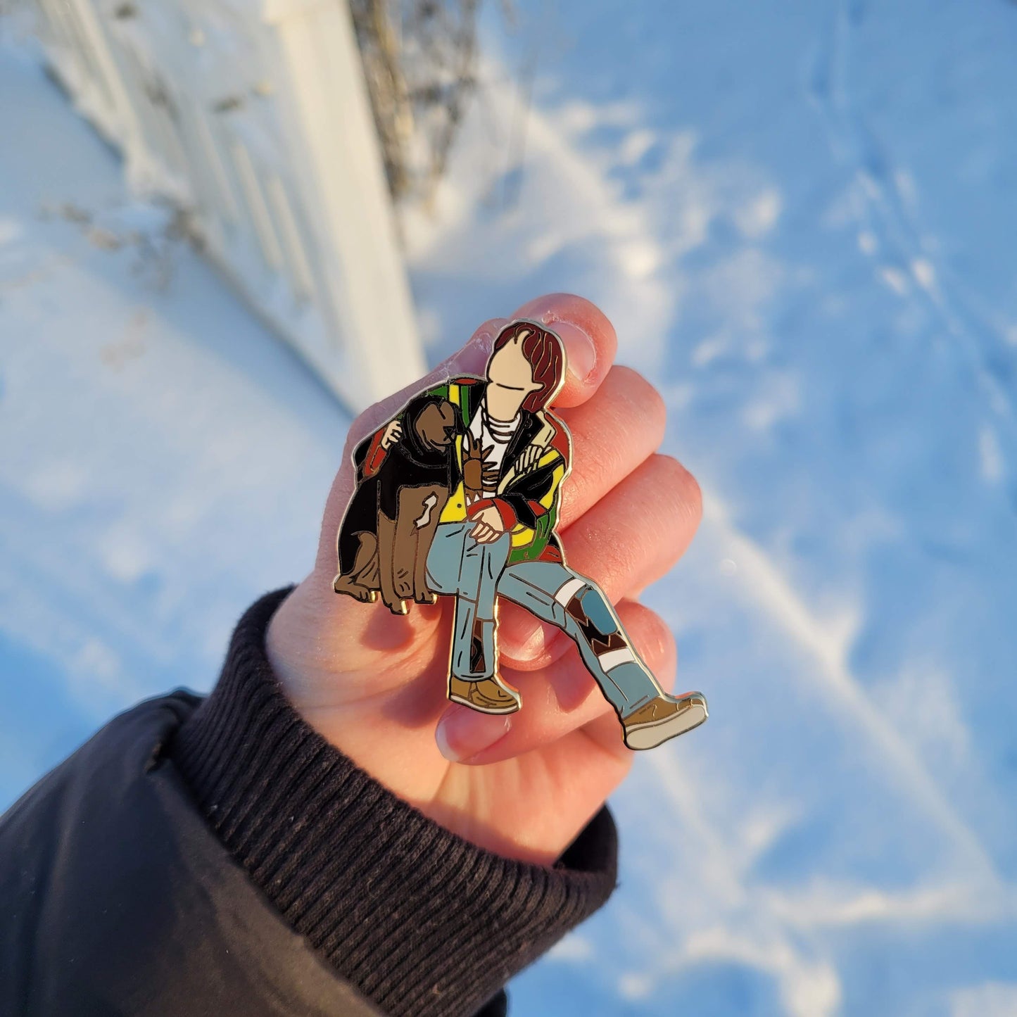 Suga with dog Enamel pin