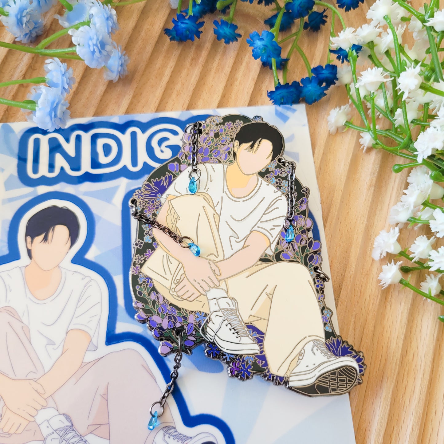 RM indigo Enamel pin